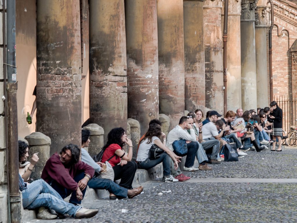 Bologna University Students Students hanging out in centro… Fli